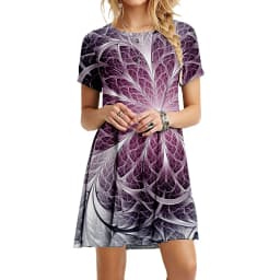Fashion Summer Butterfly Dresses Women Elegant Short Sleeve 3D Print Loose Dress Vintage Casual Round Neck Mini Oversized Dress