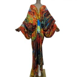 Sexy beach kaftan caftan feel silk rayon fashion print 2021 WINYI Maxi women's robes long sukienka V-neck Bohemian dress