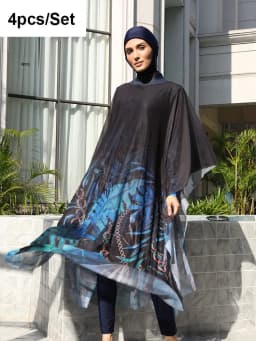 3/4PCS Islamic Swimwear with Shawl Beach Wear Muslim Swimming Suit for Women Modest Long Sleeves Full Cover Burkini Swimsuit