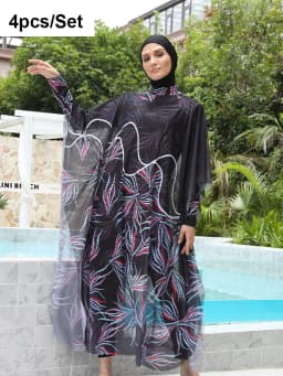 3/4PCS Islamic Swimwear with Shawl Beach Wear Muslim Swimming Suit for Women Modest Long Sleeves Full Cover Burkini Swimsuit