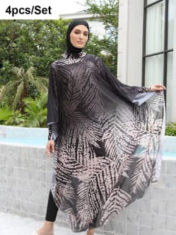 3/4PCS Islamic Swimwear with Shawl Beach Wear Muslim Swimming Suit for Women Modest Long Sleeves Full Cover Burkini Swimsuit