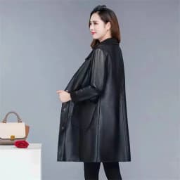 Leather Coat Women Mid length Mother Wear 2023 Autumn/Winter New Korean Version Versatile Loose Fit Velvet Windbreaker Fur Coat