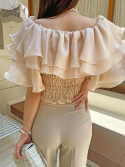 2026 Spring/Summer Sweet and Fashion Lyocell Double Layer Lotus Collar Tops Lightweight Rayon Shirt Stretch Slash Neck Shirt