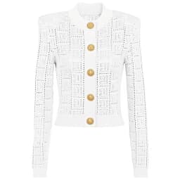 SML High Quality Fashion Elastic Knitted Fabric Labyrinth Hollow Round Neck Single breasted Long Sleeve Slim Fit Women Cardigan