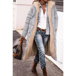 Women's 2023 Warm Winter Coats Reversible Sherpa Fleece Long Hooded Puffer Jackets Outerwear