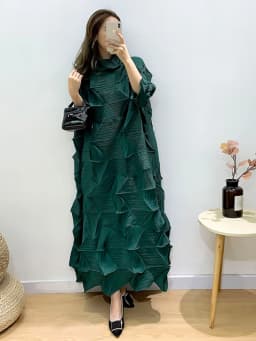 EGRM Maxi Pleated Dress for Women Solid Irregular Fold Turtleneck Elegant Formal Dresses 2023 Summer New Female Clothes 8RM2516