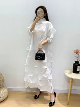 EGRM Maxi Pleated Dress for Women Solid Irregular Fold Turtleneck Elegant Formal Dresses 2023 Summer New Female Clothes 8RM2516