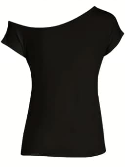 Fashion Women's Off-Shoulder T-Shirt 90's Retro Graphics Printed Short Sleeve Top Tees for Casual Wear