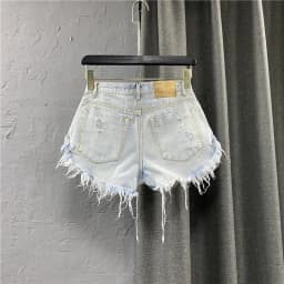 Sexy Low-waisted Denim Shorts 2026 New Summer Hole A Wide-leg Pants Ripped Jeans for Women