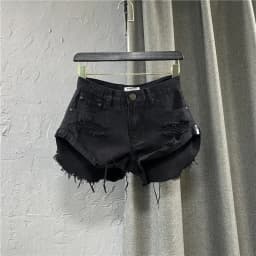 Sexy Low-waisted Denim Shorts 2026 New Summer Hole A Wide-leg Pants Ripped Jeans for Women