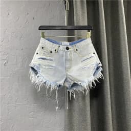 Sexy Low-waisted Denim Shorts 2026 New Summer Hole A Wide-leg Pants Ripped Jeans for Women