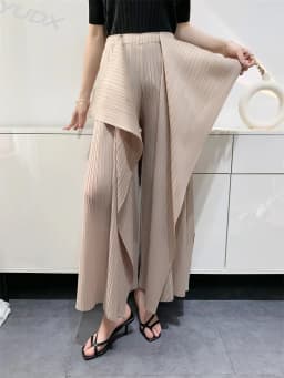 Miyake Pleated Pants Women's Wide Leg Pants Loose Design Fashion Niche Irregular Comfortable Casual 2025 Summer New Trousers