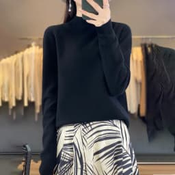 100% Merino Wool Sweater Women Half-high Collar Pullover Autumn Winter Casual Knit Tops Solid Female Cashmere Soft Knitwear