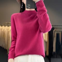100% Merino Wool Sweater Women Half-high Collar Pullover Autumn Winter Casual Knit Tops Solid Female Cashmere Soft Knitwear