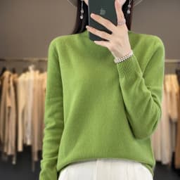 100% Merino Wool Sweater Women Half-high Collar Pullover Autumn Winter Casual Knit Tops Solid Female Cashmere Soft Knitwear