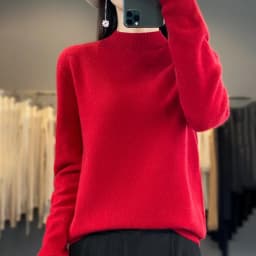 100% Merino Wool Sweater Women Half-high Collar Pullover Autumn Winter Casual Knit Tops Solid Female Cashmere Soft Knitwear