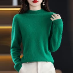 100% Merino Wool Sweater Women Half-high Collar Pullover Autumn Winter Casual Knit Tops Solid Female Cashmere Soft Knitwear