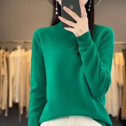 100% Merino Wool Sweater Women Half-high Collar Pullover Autumn Winter Casual Knit Tops Solid Female Cashmere Soft Knitwear