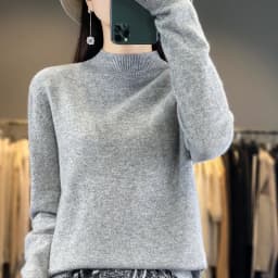 100% Merino Wool Sweater Women Half-high Collar Pullover Autumn Winter Casual Knit Tops Solid Female Cashmere Soft Knitwear