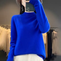 100% Merino Wool Sweater Women Half-high Collar Pullover Autumn Winter Casual Knit Tops Solid Female Cashmere Soft Knitwear