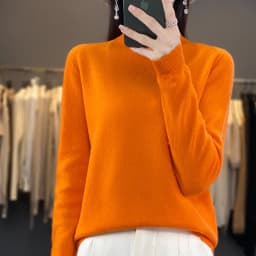 100% Merino Wool Sweater Women Half-high Collar Pullover Autumn Winter Casual Knit Tops Solid Female Cashmere Soft Knitwear