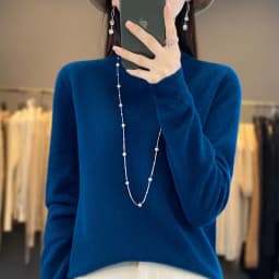 100% Merino Wool Sweater Women Half-high Collar Pullover Autumn Winter Casual Knit Tops Solid Female Cashmere Soft Knitwear