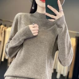 100% Merino Wool Sweater Women Half-high Collar Pullover Autumn Winter Casual Knit Tops Solid Female Cashmere Soft Knitwear