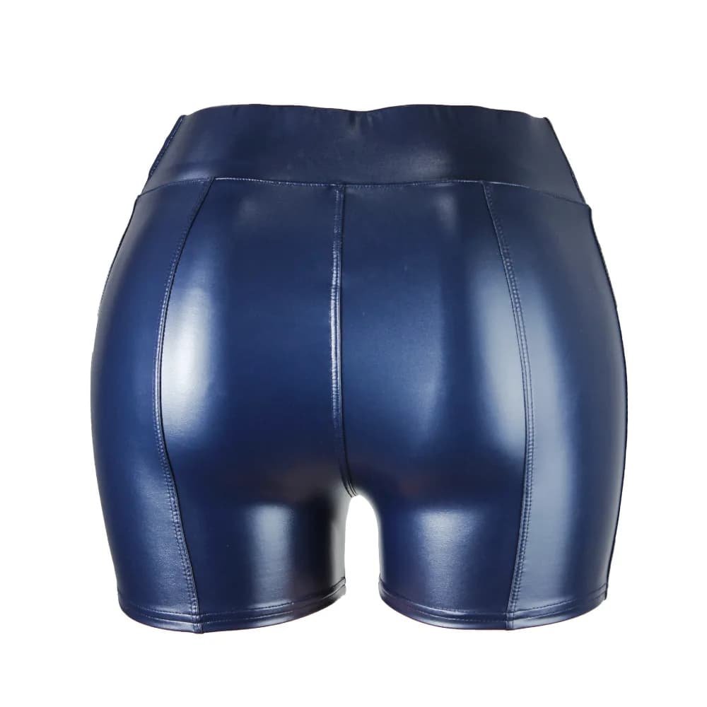 S-5XL Sexy Nightclub Costumes Shorts Women PU Leather Black Shorts High Waist Solid Color Green Brown Navy Fashion Summer