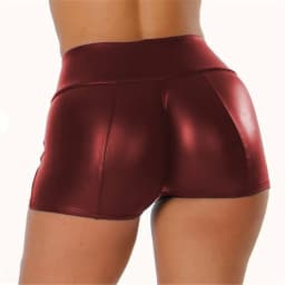 S-5XL Sexy Nightclub Costumes Shorts Women PU Leather Black Shorts High Waist Solid Color Green Brown Navy Fashion Summer