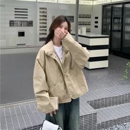 New Women's Plaid Jacket Fashion Loose Long Sleeve Single Row Button Tops Short Jacket Cardigan Coats Shirts