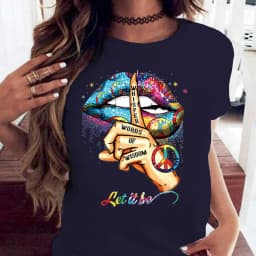 COTTON 100% Loose Crew-neck Creative Mouth Short-sleeved T-shirt Woman Oversized T Shirt Tops Aesthetic Clothes