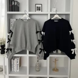 Women New Fashion Bow Long Sleeve Hoodie Ladies Korea Chic Casual Loose Crewneck Sweatshirt Short Tops Pullovers