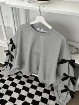 Women New Fashion Bow Long Sleeve Hoodie Ladies Korea Chic Casual Loose Crewneck Sweatshirt Short Tops Pullovers