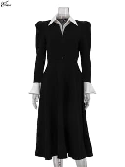 Oymimi Elegant Blue Cotton Womens Dresses Fashion Lapel Short Sleeve Button Dresses Autumn New High Waisted Pleated Mini Dress
