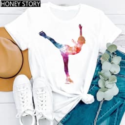 Gymnastics Ballerina Dancer T Shirt Watercolor Gymnastic Ballet Dancer Print T-shirt Women Graphic Tshirts Aesthetic Clothes
