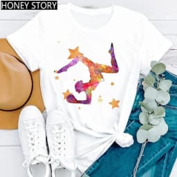Gymnastics Ballerina Dancer T Shirt Watercolor Gymnastic Ballet Dancer Print T-shirt Women Graphic Tshirts Aesthetic Clothes