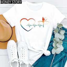 Gymnastics Ballerina Dancer T Shirt Watercolor Gymnastic Ballet Dancer Print T-shirt Women Graphic Tshirts Aesthetic Clothes