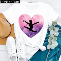 Gymnastics Ballerina Dancer T Shirt Watercolor Gymnastic Ballet Dancer Print T-shirt Women Graphic Tshirts Aesthetic Clothes