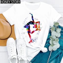Gymnastics Ballerina Dancer T Shirt Watercolor Gymnastic Ballet Dancer Print T-shirt Women Graphic Tshirts Aesthetic Clothes