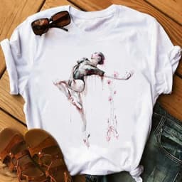 Gymnastics Ballerina Dancer T Shirt Watercolor Gymnastic Ballet Dancer Print T-shirt Women Graphic Tshirts Aesthetic Clothes