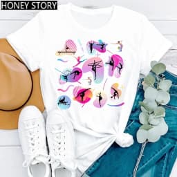 Gymnastics Ballerina Dancer T Shirt Watercolor Gymnastic Ballet Dancer Print T-shirt Women Graphic Tshirts Aesthetic Clothes