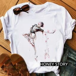 Gymnastics Ballerina Dancer T Shirt Watercolor Gymnastic Ballet Dancer Print T-shirt Women Graphic Tshirts Aesthetic Clothes