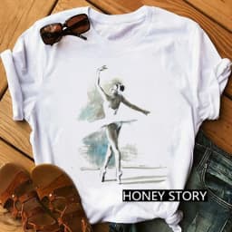 Gymnastics Ballerina Dancer T Shirt Watercolor Gymnastic Ballet Dancer Print T-shirt Women Graphic Tshirts Aesthetic Clothes