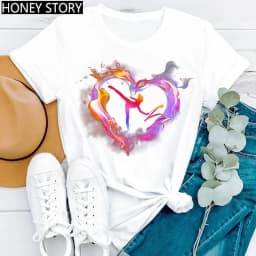 Gymnastics Ballerina Dancer T Shirt Watercolor Gymnastic Ballet Dancer Print T-shirt Women Graphic Tshirts Aesthetic Clothes