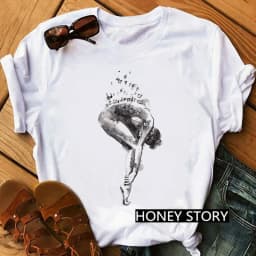 Gymnastics Ballerina Dancer T Shirt Watercolor Gymnastic Ballet Dancer Print T-shirt Women Graphic Tshirts Aesthetic Clothes