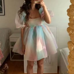 Women's Clothing Puffy Dresses y2k Aesthetic Solid Color Square Neck Bubble Sleeve Dress Sweet 2000s Party Dresses Streetwear