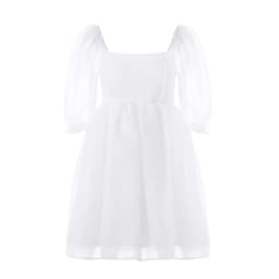 Women's Clothing Puffy Dresses y2k Aesthetic Solid Color Square Neck Bubble Sleeve Dress Sweet 2000s Party Dresses Streetwear