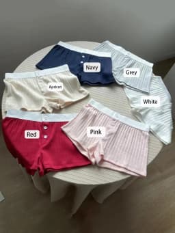 Eyelet Cotton Solid Home Boy Shorts Summer Three Buttons Patchwork Elastic Waist Straight Short Pant Sweet Cute Woman Underwear