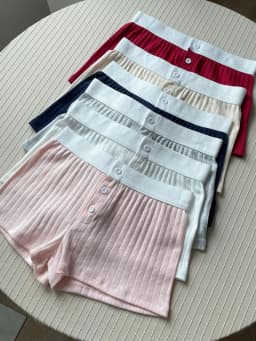 Eyelet Cotton Solid Home Boy Shorts Summer Three Buttons Patchwork Elastic Waist Straight Short Pant Sweet Cute Woman Underwear