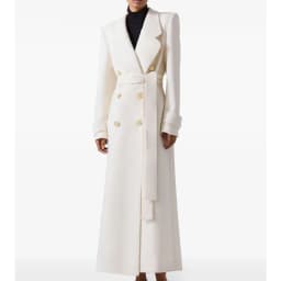 Winter Warm Women Woolen Coat Fashion White Turn-Down Collar Long Wool Coat With Belt